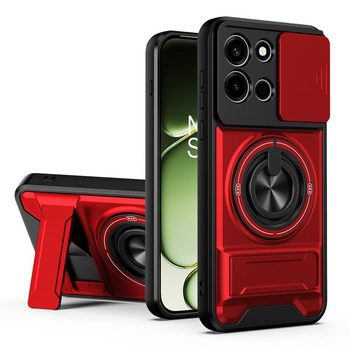 Противоударный чехол Lens Sliding Window Multifunctional Magnetic Shockproof со шторкой камеры на OnePlus Nord 6 5G — красный