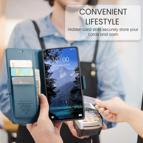 Чехол-книжка CaseMe 023 Butterfly Buckle Litchi Texture RFID Anti-theft Leather для Xiaomi Poco F7 Pro / F7 Ultra - синий