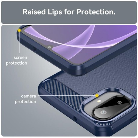 Противоударный чехол Brushed Texture Carbon Fiber на Samsung Galaxy A07 4G - синий