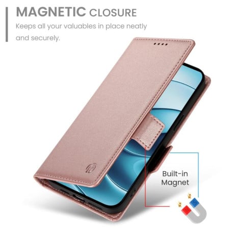 Чехол-книжка Side Buckle Magnetic Frosted Leather для Xiaomi Redmi Note 14 4G 164.84mm - золото