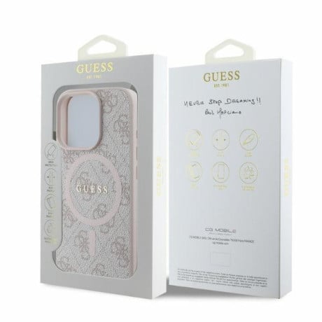 Оригинальный чехол Guess 4G Ring Classic Logo MagSafe для iPhone 16 Pro Max - Pink