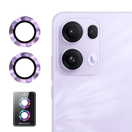 Защитное стекло на камеру ENKAY Aluminium для OPPO Reno13 Pro Global - фиолетовое