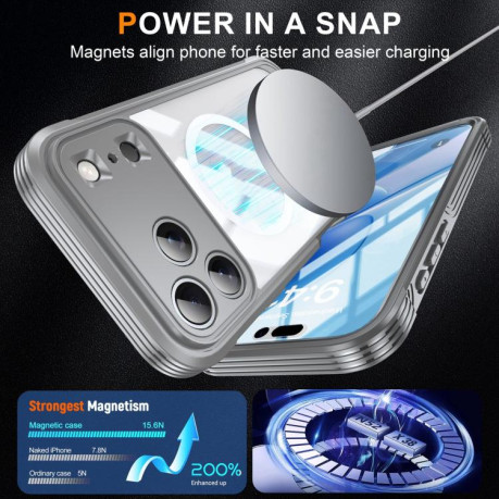 Двосторонній протиударний чохол Life Waterproof MagSafe Magnetic Rugged для iPhone 17 Pro Max - сірий
