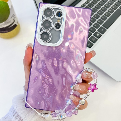 Протиударний чохол Plating Glitter Texture Chain  для Samsung Galaxy S25 Ultra 5G - Purple Wrinkles