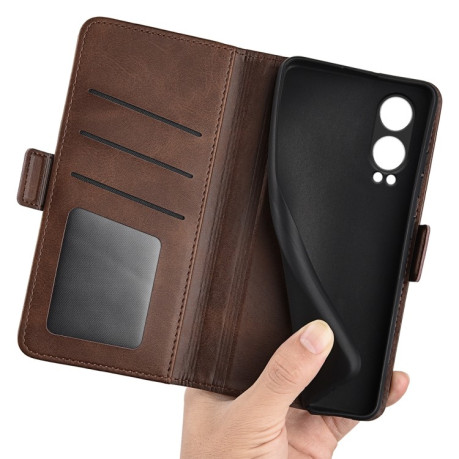 Чохол-книжка Dual-side Magnetic Buckle для OnePlus Nord CE4 Lite 5G - коричневий