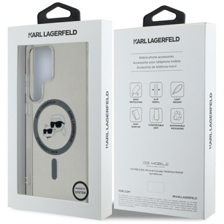 Оригінальний чохол Karl Lagerfeld Button Karl &amp; Choupette Heads Printed Logo MagSafe для Samsung Galaxy S25 Ultra - black