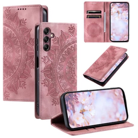 Чехол-книжка с тиснением Totem Embossed на Samsung Galaxy A17 5G - розовое золото