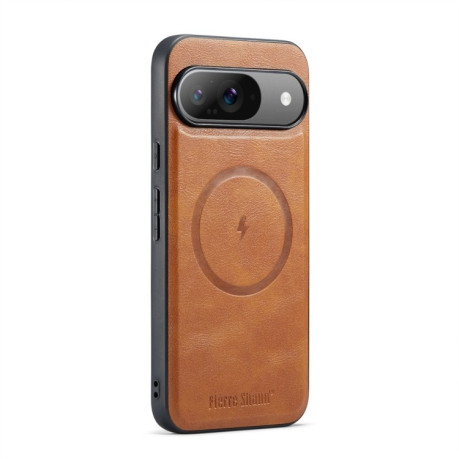 Чехол Fierre Shann Cowhide Texture MagSafe Magnetic для Google Pixel 9 Pro XL - коричневый