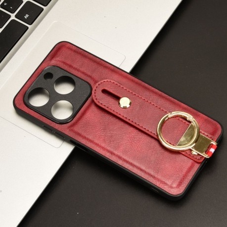 Противоударный чехол Wristband Leather Back для Infinix Smart 8 - красный