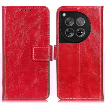 Шкіряний чохол Retro Crazy Horse Texture на OnePlus 12 - червоний
