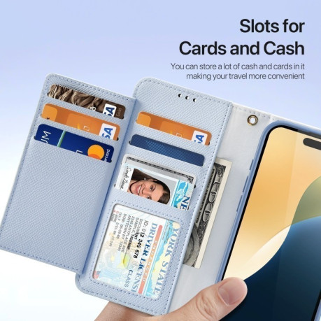 Чехол-книжка DUX DUCIS Lawa Series 2 in 1 Wallet Zipper Detachable MagSafe на iPhone 16 Pro Max - голубой