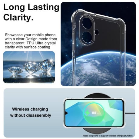 Силіконовий чохол imak Airbag з посиленими кутами на Samsung Galaxy A07 4G - прозорий