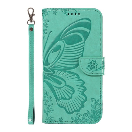 Чехол-книжка Swallowtail Butterfly Embossed Leather для Xiaomi Redmi Note 14 5G/Poco M7 Pro 5G - зеленый