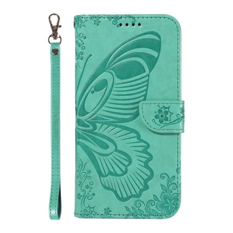 Чехол-книжка Swallowtail Butterfly Embossed Leather для Xiaomi Redmi Note 14 Pro / 14 Pro+ 5G - зеленый