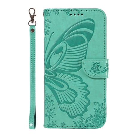 Чехол-книжка Swallowtail Butterfly Embossed Leather для Samsung Galaxy S25 Ultra 5G - зеленый