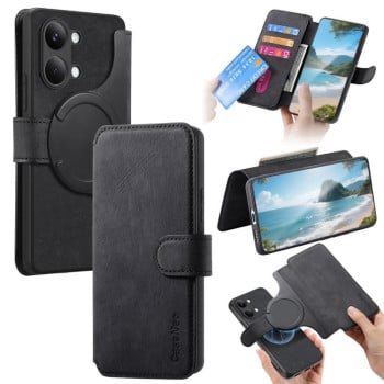 Чехол-книжка CaseNeo MagSafe RFID Anti-theft Retro Leather для Redmi Turbo 5 Max / Poco X8 Pro Max — чёрный