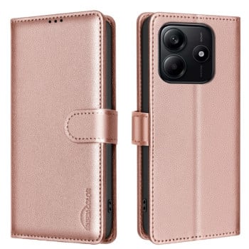 Чехол-книжка Litchi Texture RFID Anti-theft Leather для Xiaomi Redmi Note 14 5G/Poco M7 Pro 5G - золотой