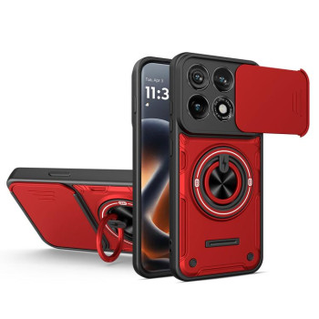 Протиударний чохол зі шторкою камери Sliding Camshield і кільцем-підставкою на Motorola Edge 70 Pro 5G — червоний
