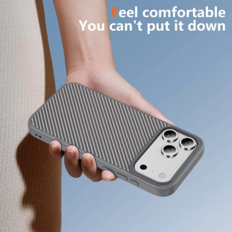 Ударозащитный чехол Carbon Fiber Texture Skin-feel Acrylic на iPhone 17 Pro Max - серый