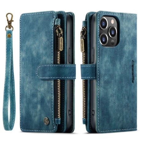 Кожаный чехол-кошелек CaseMe-C30 для  iPhone 14 Pro Max - синий