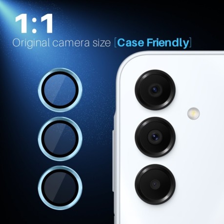 Защитное стекло NORTHJO Glitter Camera Lens Protector Tempered Glass Metal Ring на Samsung Galaxy A16 5G - синее