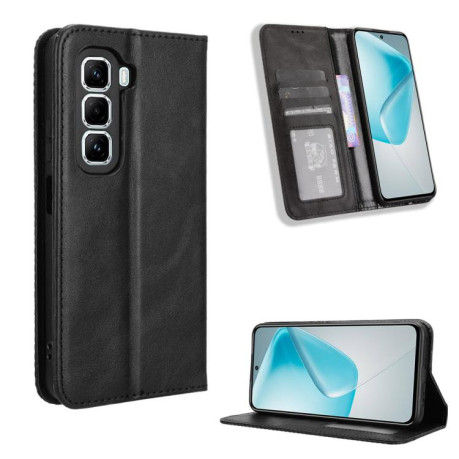 Чохол-книжка Magnetic Buckle Retro Crazy Horse Texture на Infinix Hot 50 Pro+ 4G - чорний