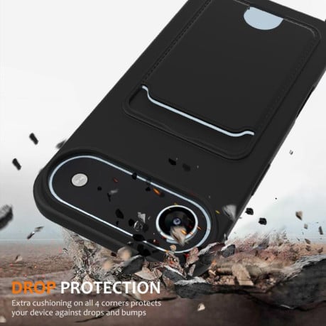 Силиконовый чехол Integrated Card Bag Solid Color Liquid Silicone на iPhone Air - черный