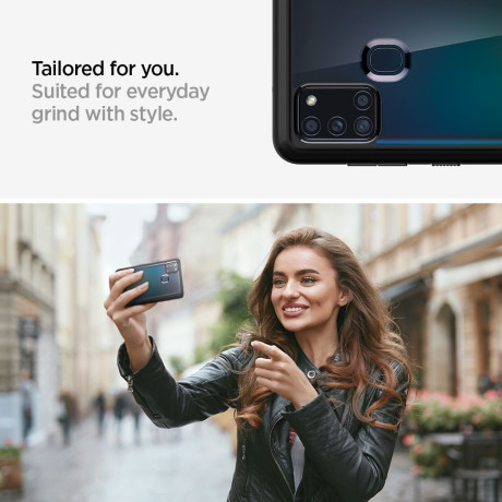 Оригинальный чехол Spigen Ultra Hybrid для Samsung Galaxy A21s Matte Black
