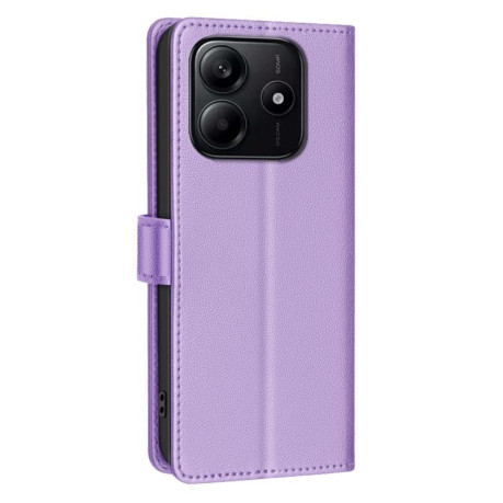 Чехол-книжка Litchi Texture RFID Anti-theft Leather для Xiaomi Redmi Note 14 4G - фиолетовый