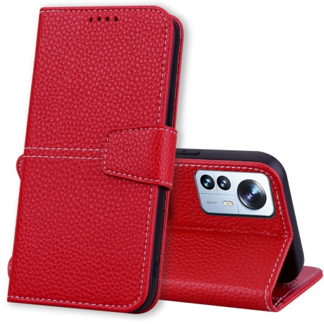 Чехол-книжка Litchi RFID Leather для Xiaomi 12 Pro - красный