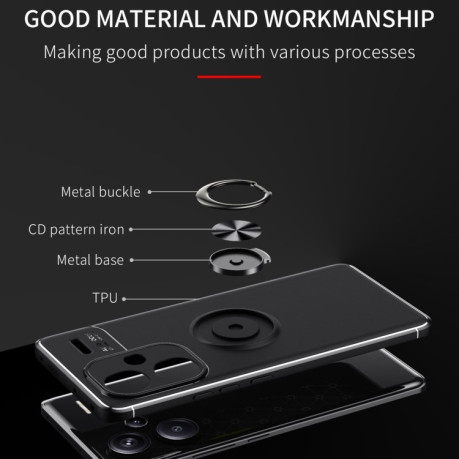 Ударозахисний чохол Metal Ring Holder для Xiaomi Redmi Note 13 Pro+ - чорно-блакитний