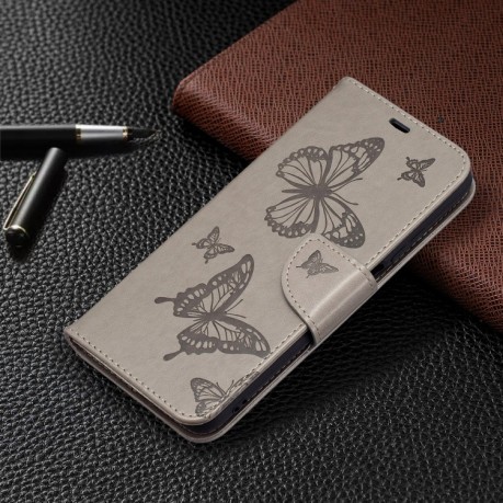 Чохол-книжка Butterflies Pattern на Xiaomi Redmi 9T - сірий