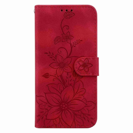 Чехол-книжка Lily Embossed Leather для Samsung Galaxy S24 FE 5G - красный