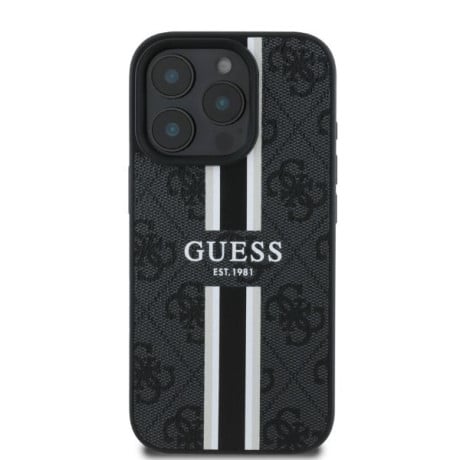 Оригинальный чехол Guess 4G Printed Stripes MagSafe для iPhone 16 Pro Max - black