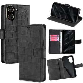 Чехол-книжка с мягким покрытием (Skin Feel), фактура “крокодил” (Crocodile Texture) на Xiaomi Redmi A5 4G 171.7mm - черный