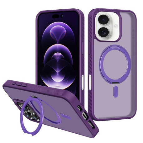 Противоударный чехол Kalebol Rotating Holder MagSafe PC Hybrid TPU для iPhone 17 - темно-фиолетовый