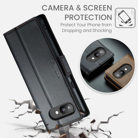 Чохол-книжка CaseMe 023 Butterfly Buckle Litchi Texture RFID Anti-theft Leather для Google Pixel 9a - чорний