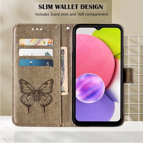 Чохол-книжка Embossed Butterfly для Samsung Galaxy A23 4G/5G - сірий
