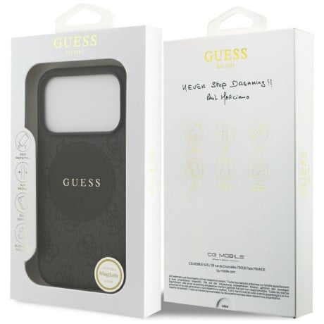 Оригинальный чехол Guess 4G Circle Classic Logo с MagSafe на iPhone 17 Pro - black