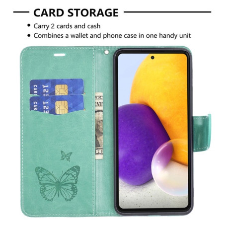 Чехол-книжка Butterflies Pattern на Samsung Galaxy A73 5G  - зеленый