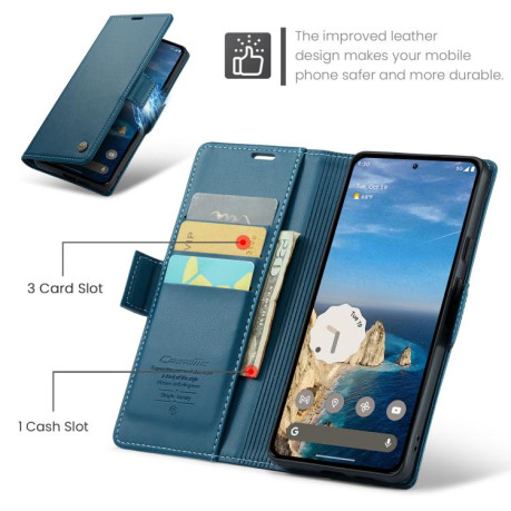 Чехол-книжка CaseMe 023 Butterfly Buckle Litchi Texture RFID Anti-theft Leather для Google Pixel 9a - синий