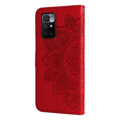Чохол-книжка 7-petal Flowers Embossing для Xiaomi Redmi 10 - червоний