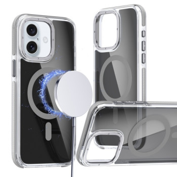 Чехол Magsafe Dual-Color Transparent Black Lens Holder для iPhone 16 Plus - серый