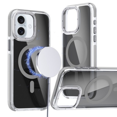Чехол Magsafe Dual-Color Transparent Black Lens Holder для iPhone 16 Plus - серый