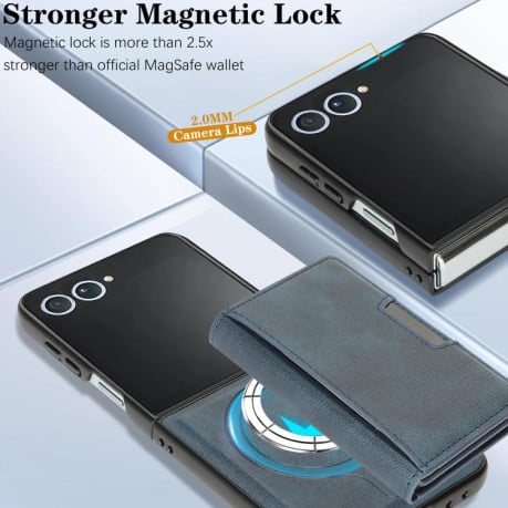 Чохол-книжка Kalebol Strong з MagSafe Tri-Fold з кишенькою для карт на Samsung Galaxy Filp 7 - синій