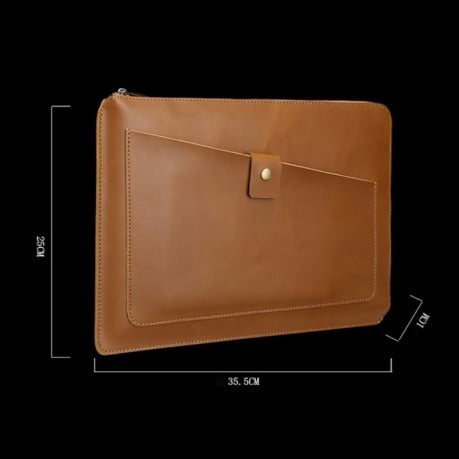 Универсальная сумка-конверт из натуральной кожи на молнии EsCase Business series для ноутбуков 13.3 дюйма и менее - кофейный