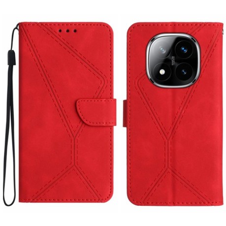 Чехол-книжка Stitching Embossed Leather для Xiaomi Redmi Note 14 Pro 4G - красный