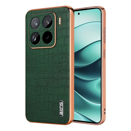 Чехол AZNS Electroplated Frame Crocodile Texture на Xiaomi 15 Pro - зеленый