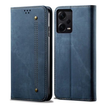 Чохол-книжка з джинсовою тканиною casual на Xiaomi Redmi Note 12 Pro+ - синій