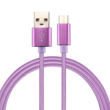 Зарядный кабель Knit Texture USB для USB-C / Type-C Cable Length: 2m, 3A Output - фиолетовый